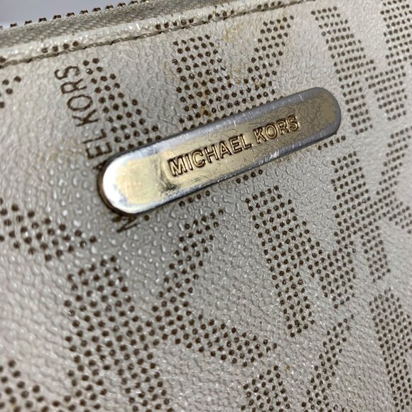 MICHAEL KORS MK Logo Jet Set Travel Signature Zip Around Accordion Long Wallet - Picture 8 of 12